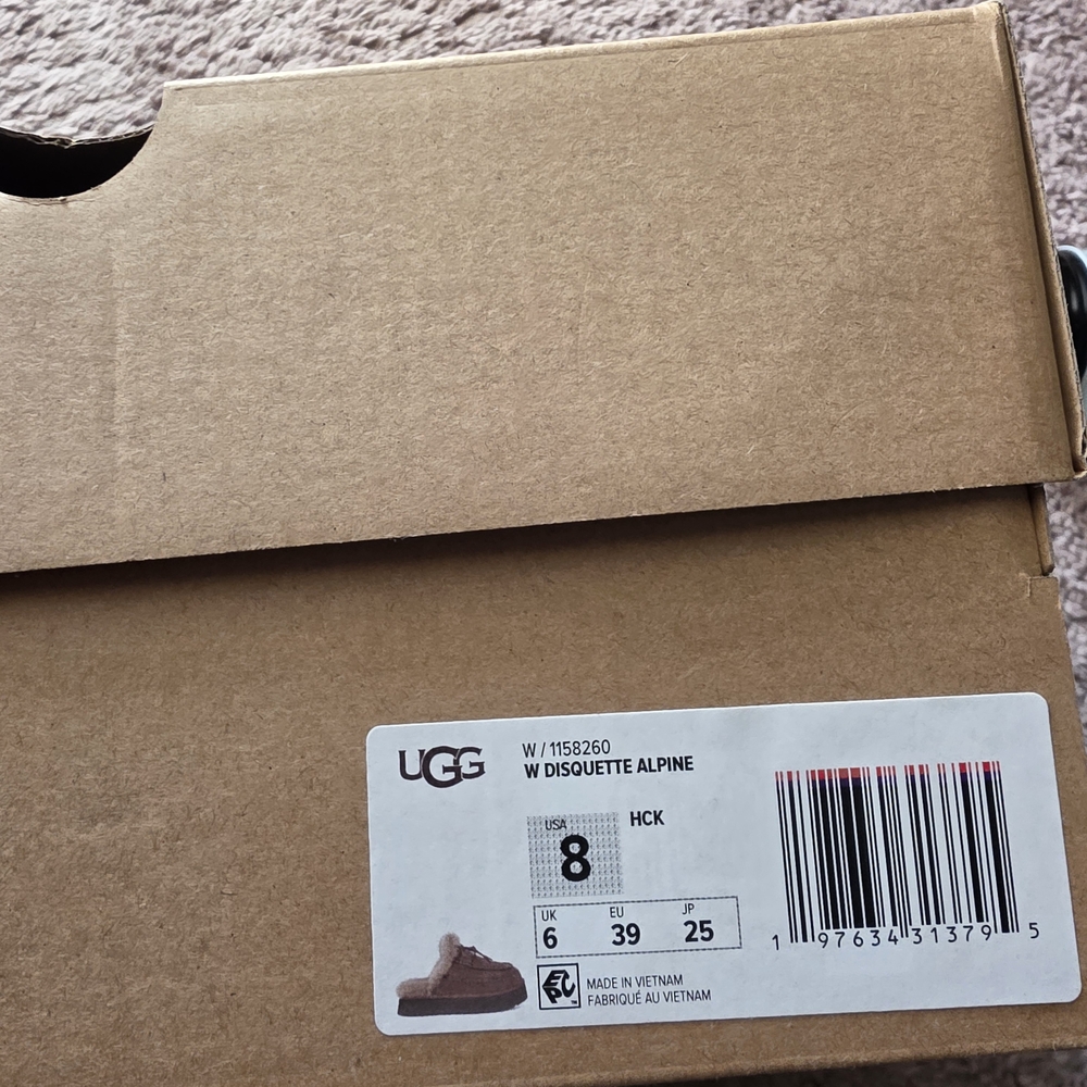 UGG Tan Shearling Lined Mules Disquette Alpine - Picture 2 of 4